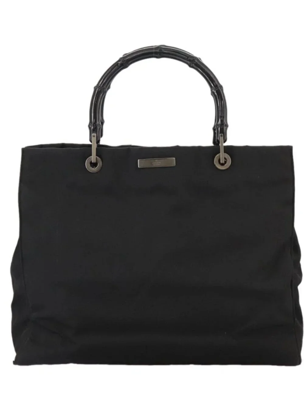 GUCCI Bamboo Hand Bag Nylon Black 002 1010 3444 Auth ep7044